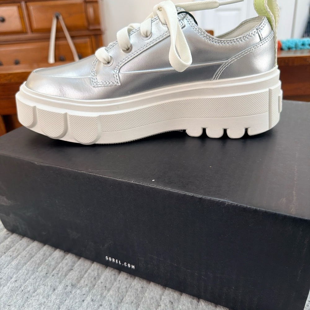 Sorel Silver Platform Sneakers